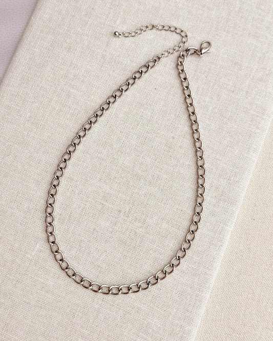 24-10444 Antique Silver Link Chain Necklace