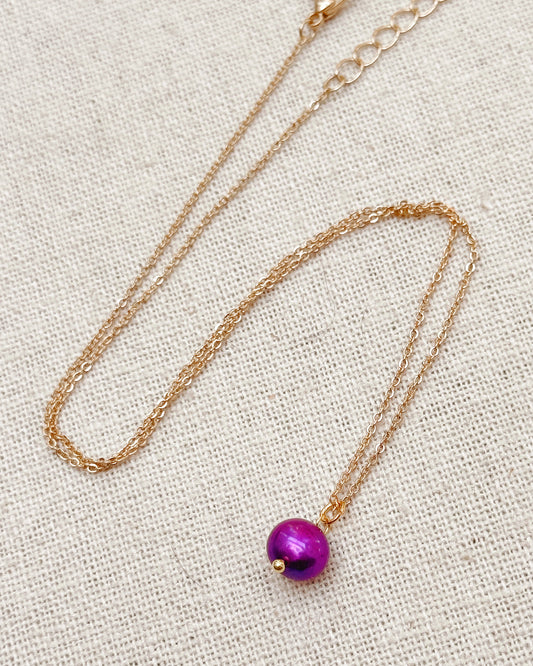 8-8189 Gracie Rose Magenta Freshwater Pearl Charm Necklace
