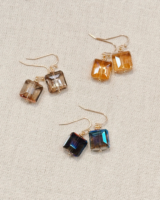 8-6552 Gracie Rose Square Crystal Dangle Earrings