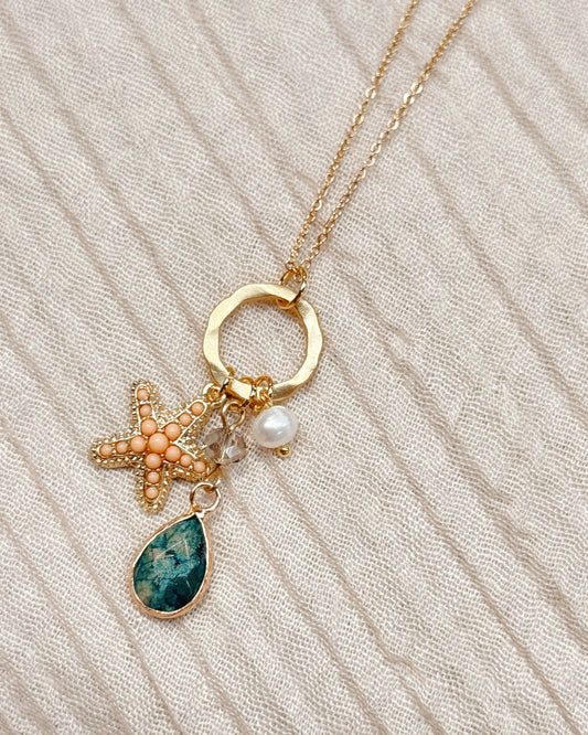 8-7558 Gracie Rose Starfish Cluster Charm Necklace