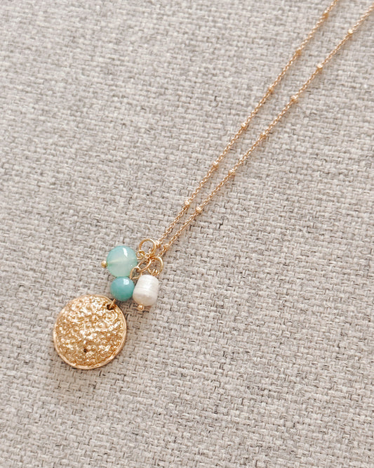 2-7243 Gracie Rose Amazonite Chalcedony Cluster Charm Necklace