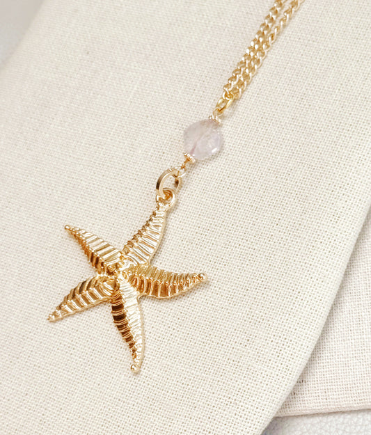 3-8862 Gracie Rose Double-Sided Starfish Amethyst Necklace
