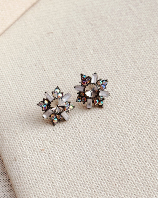 241080 Opal Aurora Rhinestone Floral Stud Earrings