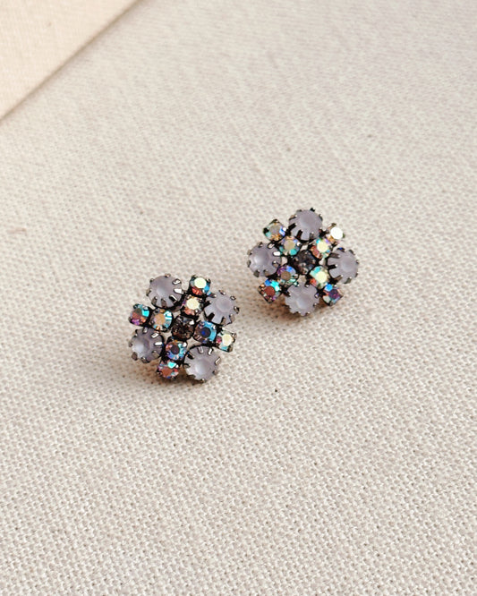 143080 Opal Aurora Rhinestone Floral Stud Earrings