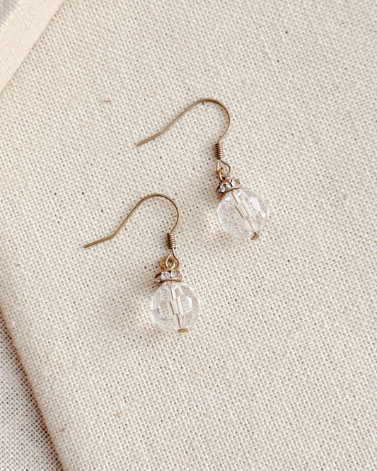37-9860 Gold Crystal Rhinestone Teardrop Earrings