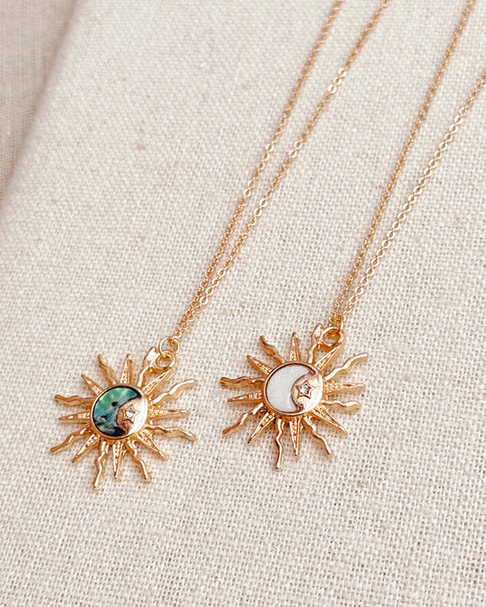 24-8852 Gracie Rose Sun, Moon, Stars Shell Charm Necklace