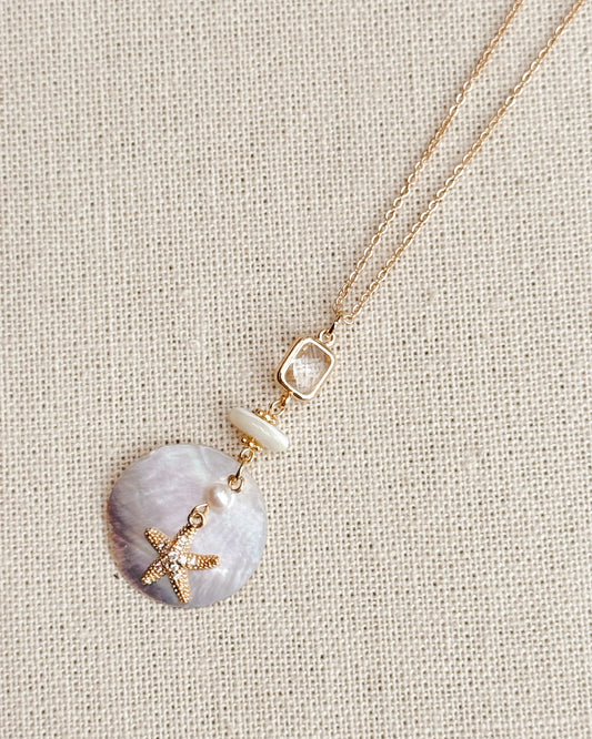 2-11671 Gracie Rose Mother of Pearl Starfish Charm Pendant Necklace